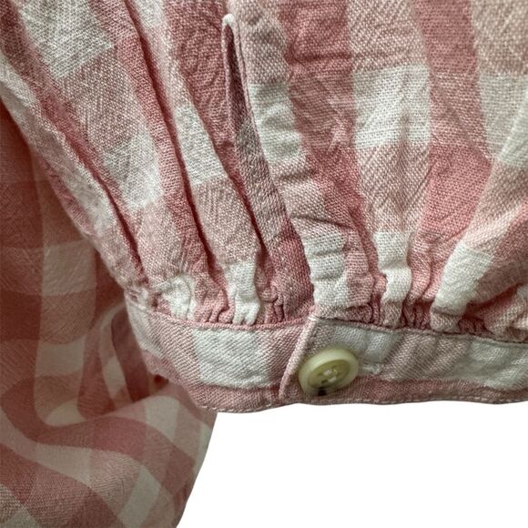 Zara Girls Linen Blend Checked Knotted Gingham Pink Buttoned Top 13-14 - Picture 7 of 8